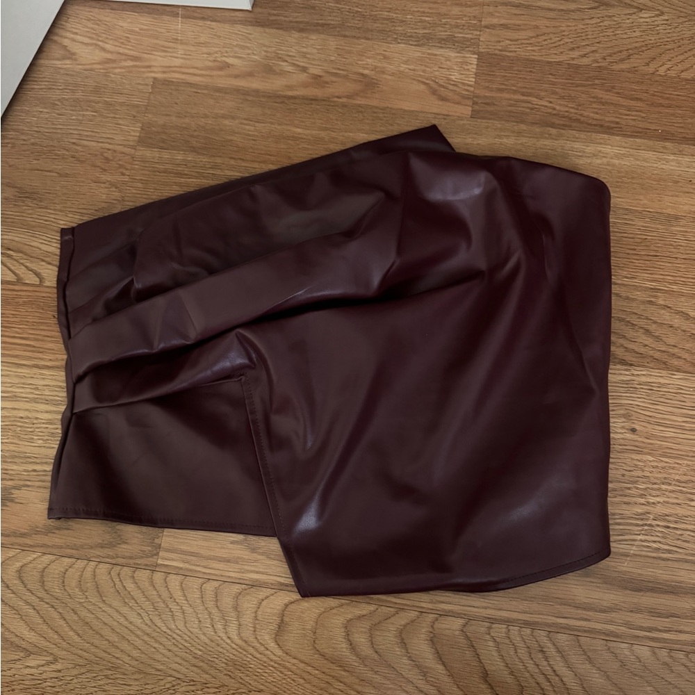 SHEIN Burgundy Faux Leather Tube Top